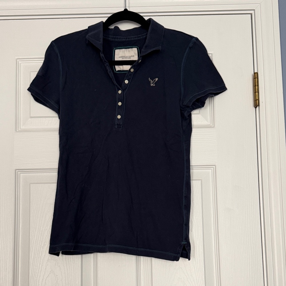 American Eagle Navy Polo Tee with Logo